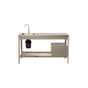 freestanding kitchen set large with two wooden racks and one drawer storage block