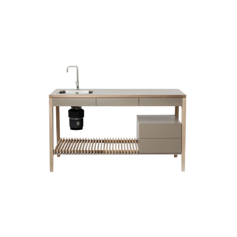 freestanding kitchen set large with two wooden racks and one drawer storage block